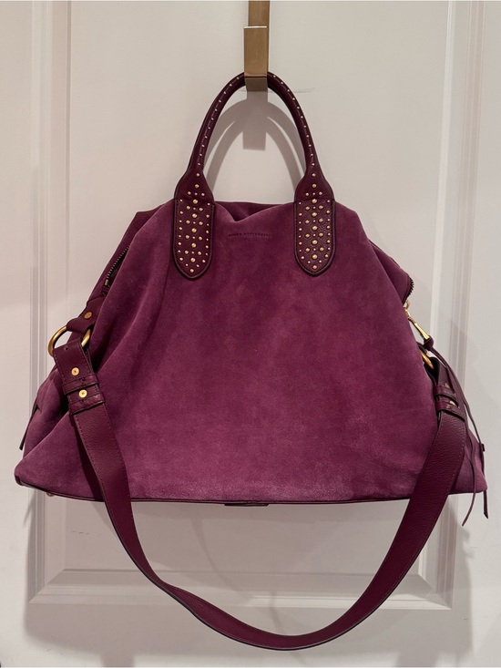 Aimee Kestenberg Handbags - Aimee Kestenberg Plum Suede Tote with Gold Studs